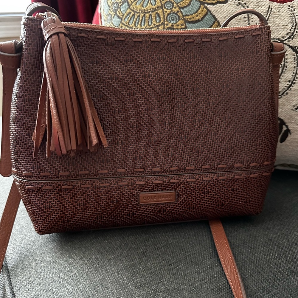 Cole Haan Textured Brown Crossbody Bag